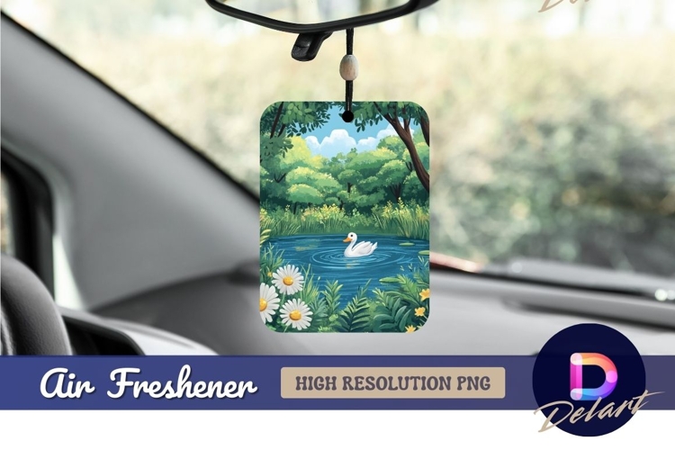 Duck swimming in forest pond Air Freshener PNG