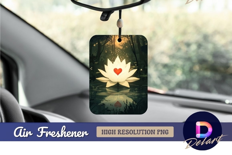 Lotus heart serenity romantic illustration air freshener png example image 1