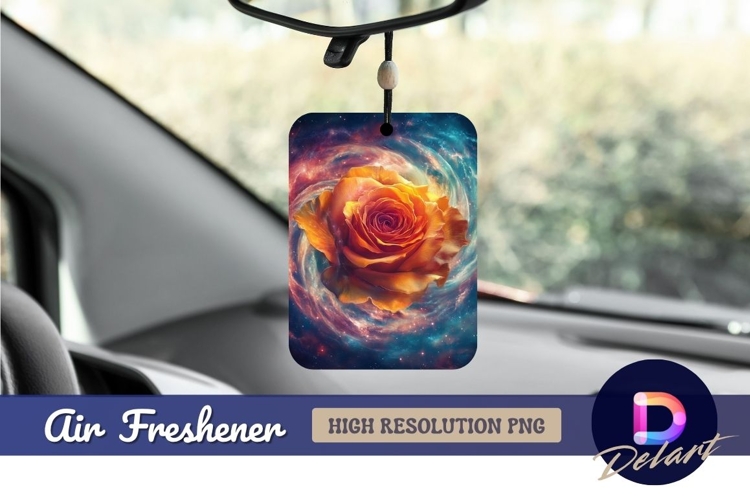 Cosmic rose with galaxy background air freshener png