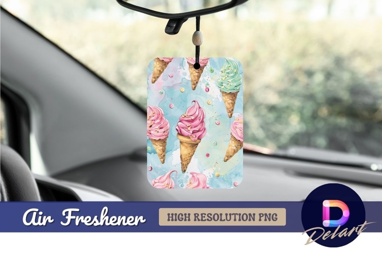 Watercolor ice cream cones Air Freshener PNG example image 1