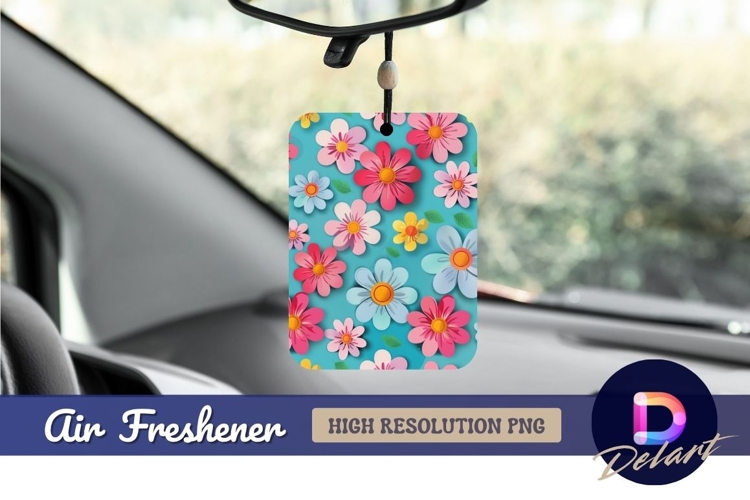 Colorful papercut flower pattern air freshener png