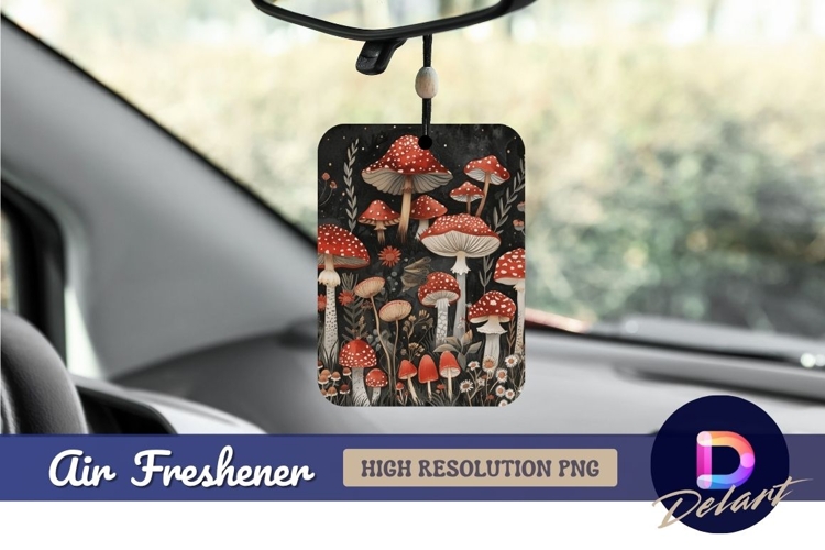 Watercolor fly agaric mushroom meadow Air Freshener PNG