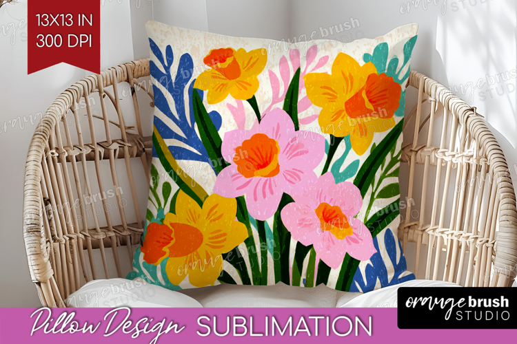 Daffodil Modern Floral Pillow Sublimation Sping Flower Cover