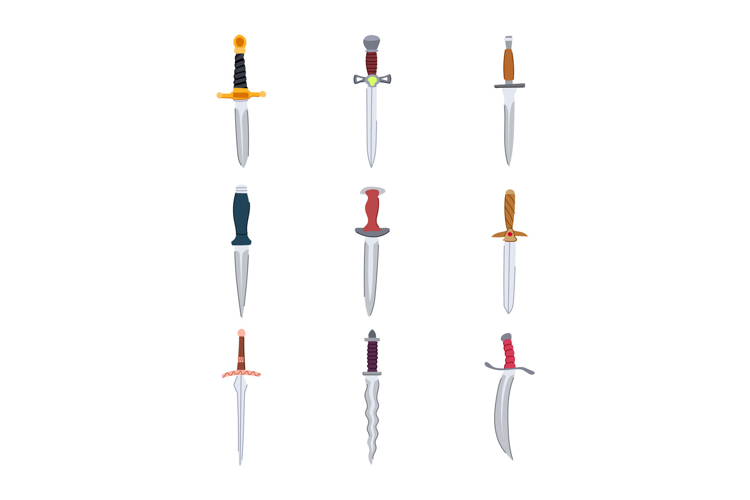 Daggers collection featuring various sharp blade designs