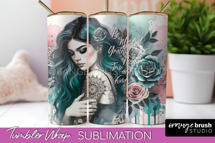 Affirmation Tumbler Wrap, Inspirational Tumbler Sublimation example image 1