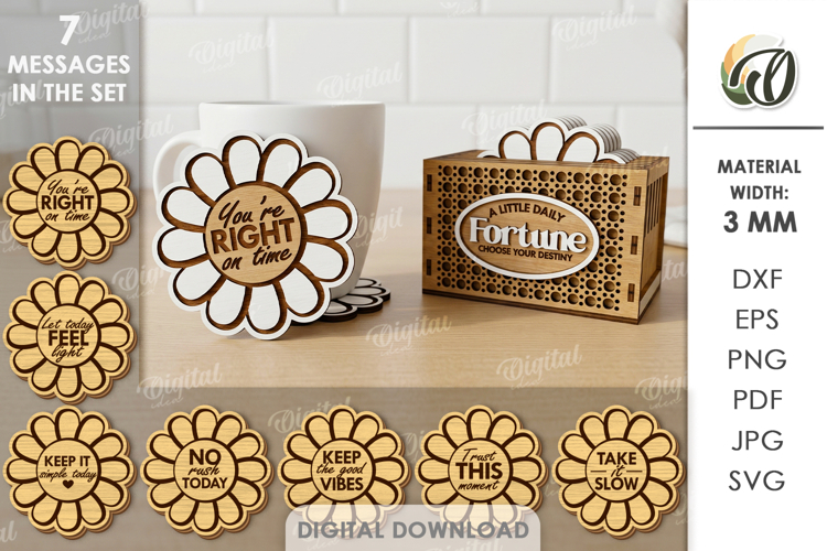 Daily Mood Coasters Laser Cut. Drink Coaster SVG