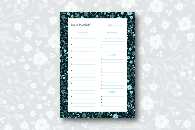 Disty Floral Daily Planner Template | Daily Planner