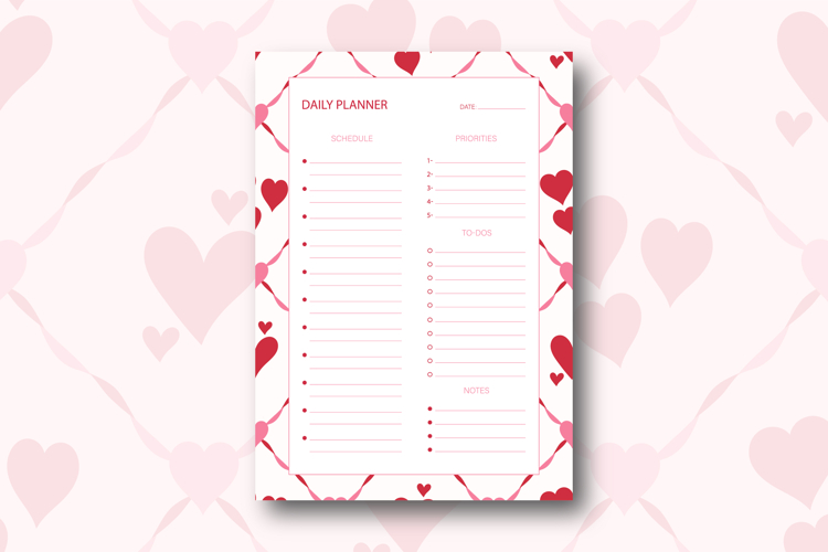 Heart Daily Planner Template | Daily Planner