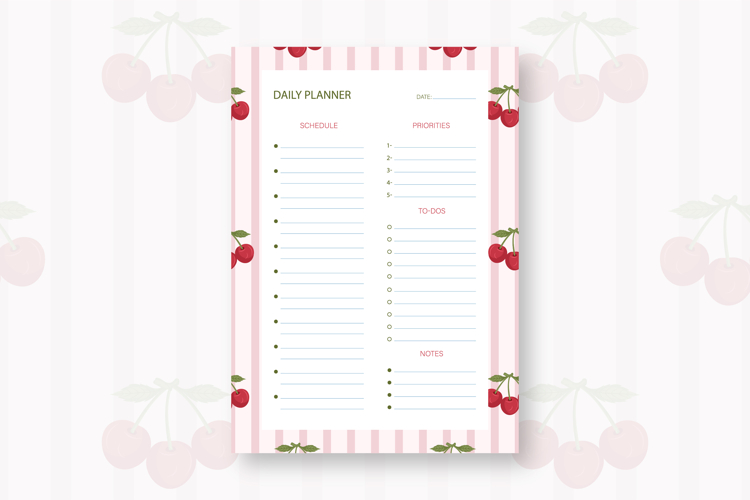Cherry Daily Planner Template | Daily Planner