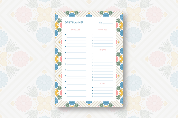 Flower Daily Planner Template | Daily Planner