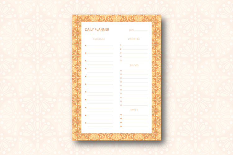 Ogee Pattern Daily Planner Template | Daily Planner
