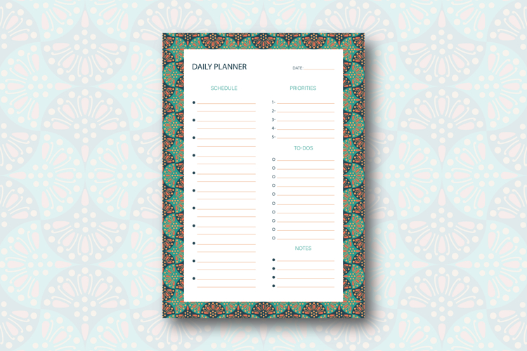 Ogee Pattern Daily Planner Template | Daily Planner