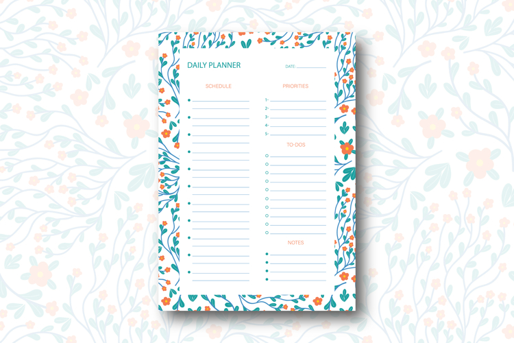 Disty Floral Daily Planner Template | Daily Planner