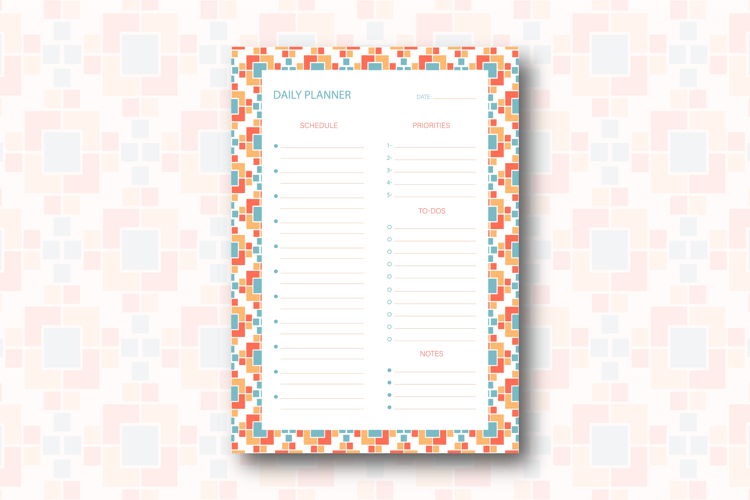 Daily Planner Template With Moroccon Pattern | Daily Planner