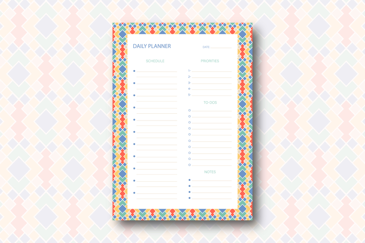 Daily Planner Template With Moroccon Pattern | Daily Planner