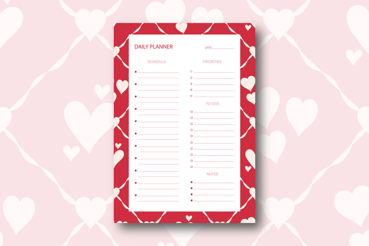 Heart Daily Planner Template | Daily Planner