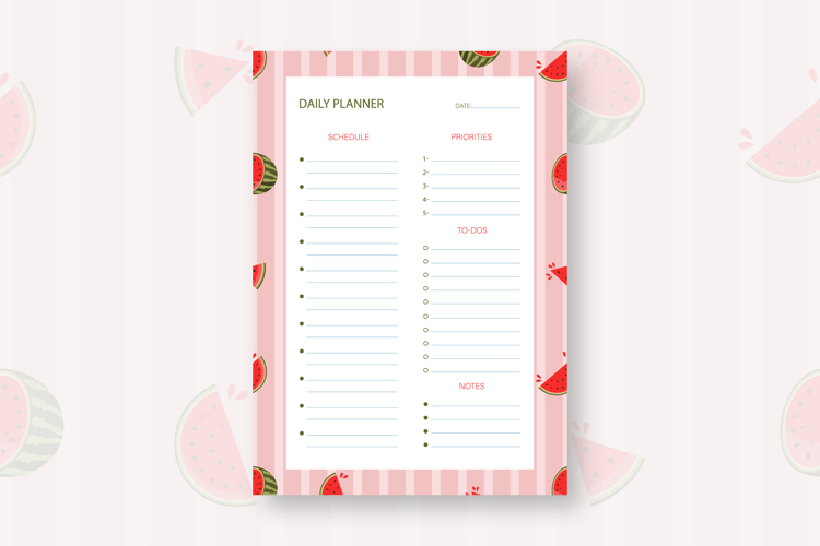 Watermelon Daily Planner Template | Daily Planner