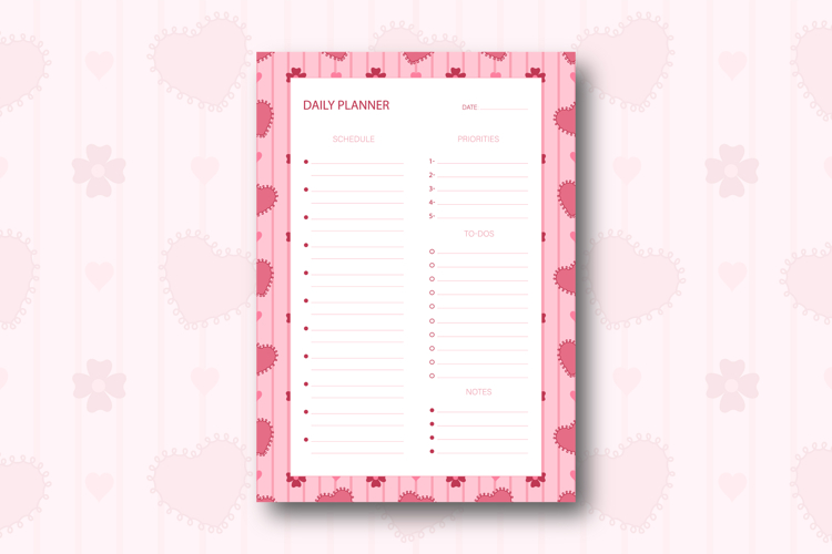 Heart   Flower Daily Planner Template | Daily Planner