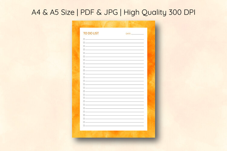 Watercolor Orange Splash To Do List Template | To do list example image 1