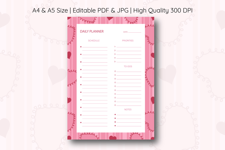 Heart Stripe Daily Planner | Daily Planner