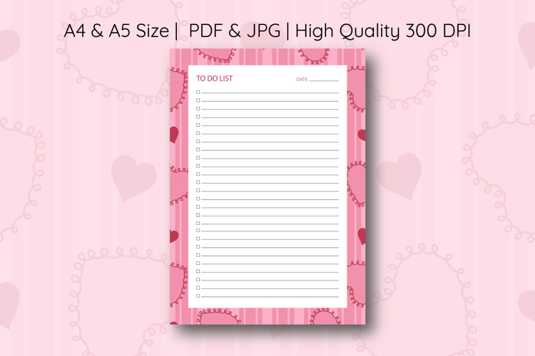 Heart Coquette Stripe To Do List Template | To do list