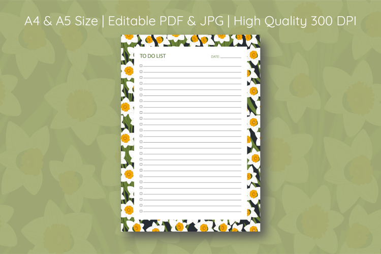 Daffodil Flower To Do List Template | To do list