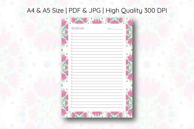 Folk Floral To Do List Template | To do list