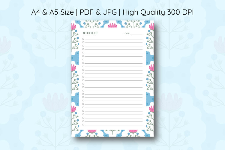 Folk Floral To Do List Template | To do list example image 1