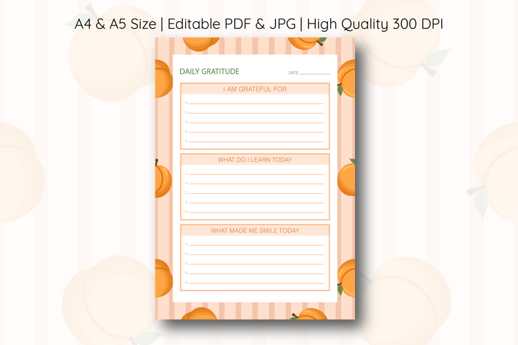 Peach Daily Gratitude Planner | Daily Planner