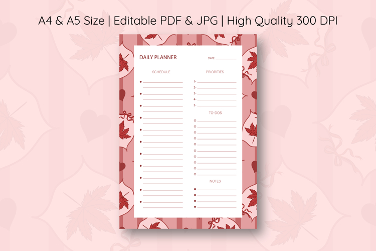 Fall Coquette Stripe Daily Planner | Daily Planner