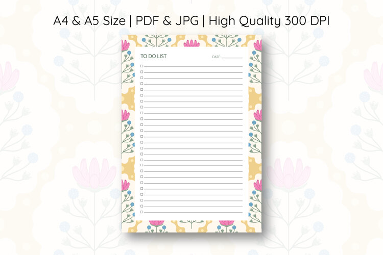 Folk Floral To Do List Template | To do list example image 1