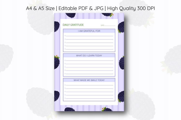 Blackberry Daily Gratitude Planner | Daily Planner