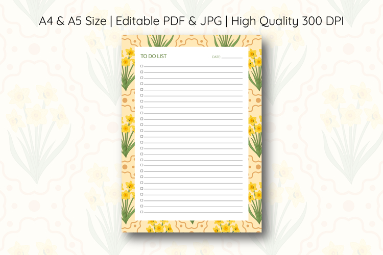 Daffodil Flower To Do List Template | To do list
