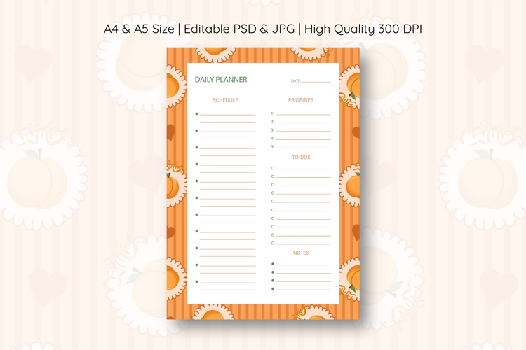 Peach Coquette Stripe Daily Planner | Daily Planner