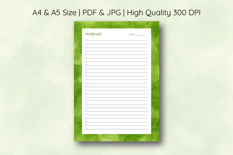 Watercolor Green Splash To Do List Template | To do list