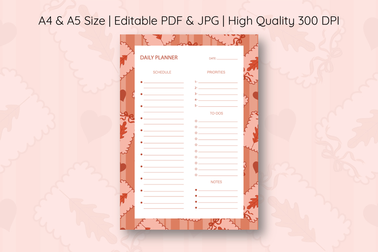 Fall Coquette Stripe Daily Planner | Daily Planner