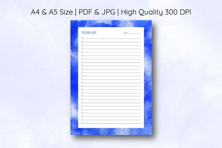 Watercolor Blue Splash To Do List Template | To do list example image 1