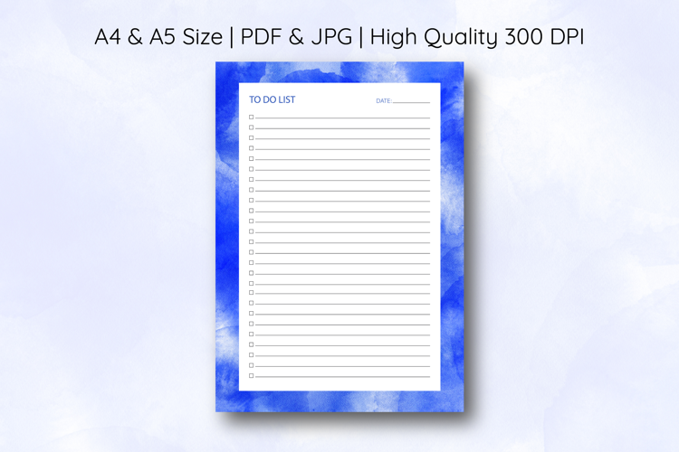Watercolor Blue Splash To Do List Template | To do list