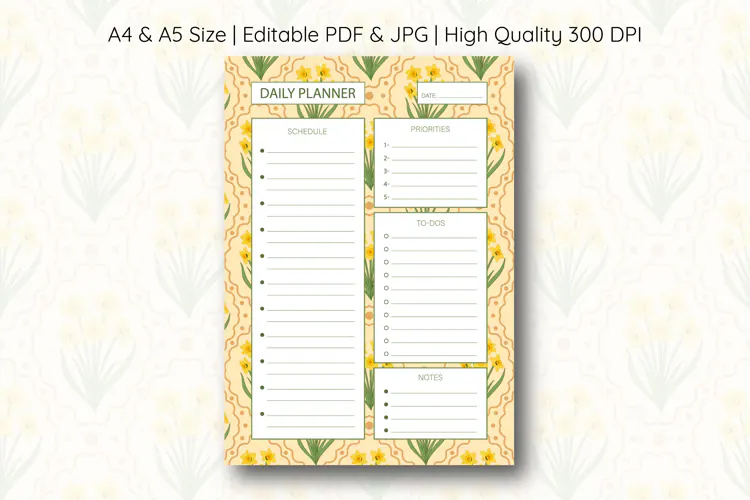 Daffodil Flower Daily Planner | Daily Planner