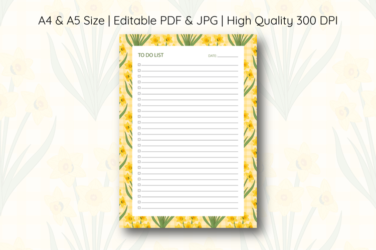 Daffodil Flower To Do List Template | To do list