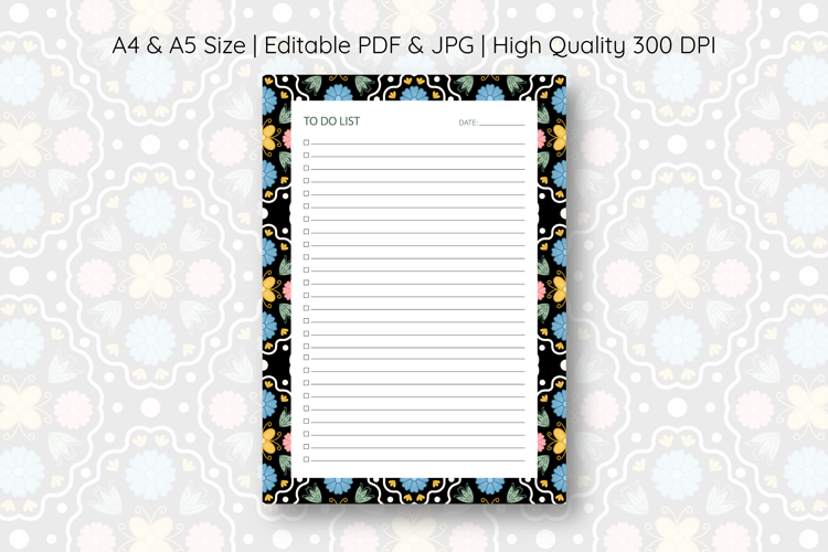 Folk Floral To Do List Template | To do list