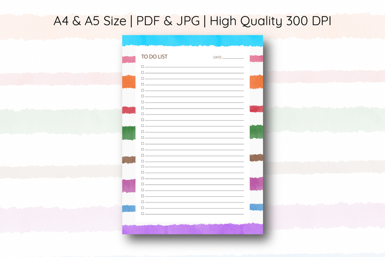 Watercolor Colorful Stripe To Do List Template | To do list