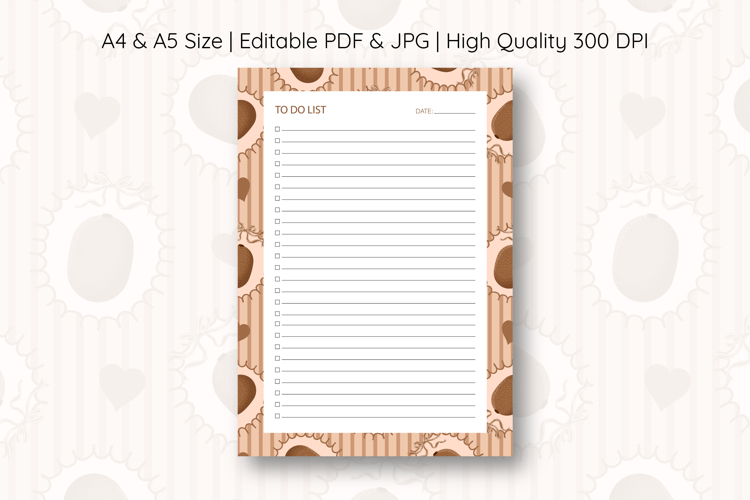 Kiwi Coquette Heart Stripe To Do List | To do list example image 1