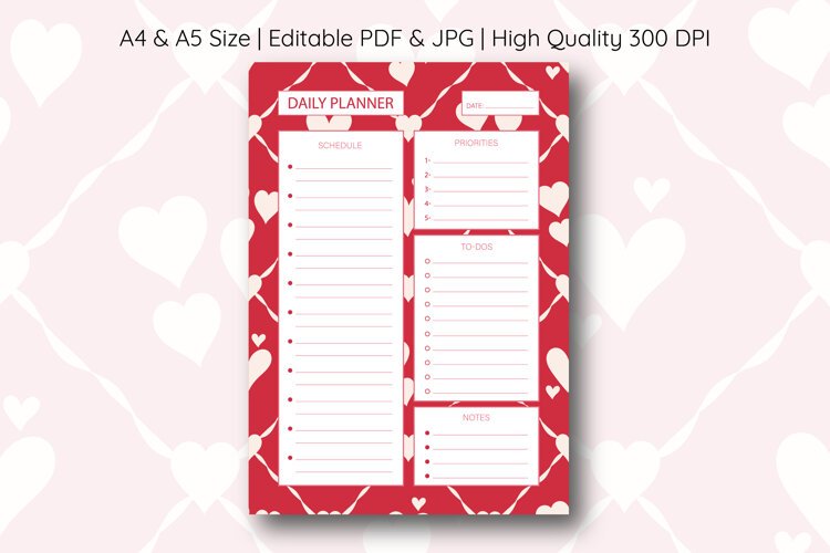 Heart Daily Planner Template | Daily Planner example image 1