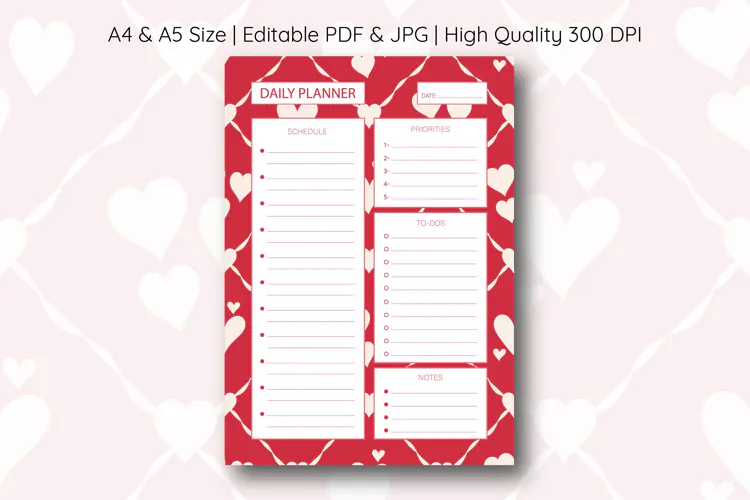 Heart Daily Planner Template | Daily Planner