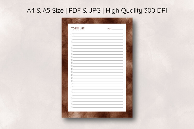 Watercolor Brown Splash To Do List Template | To do list example image 1