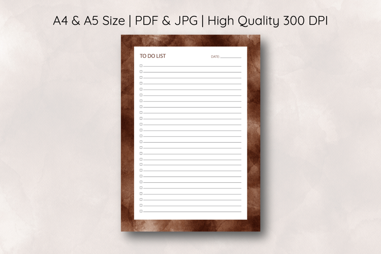 Watercolor Brown Splash To Do List Template | To do list
