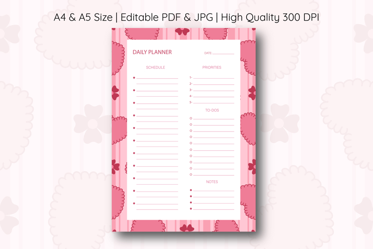 Heart Stripe Daily Planner | Daily Planner