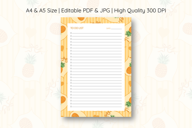 Pineapple Coquette Heart Stripe To Do List | To do list example image 1