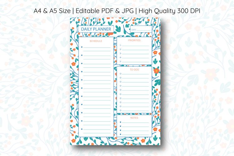Flower Daily Planner Template | Daily Planner example image 1